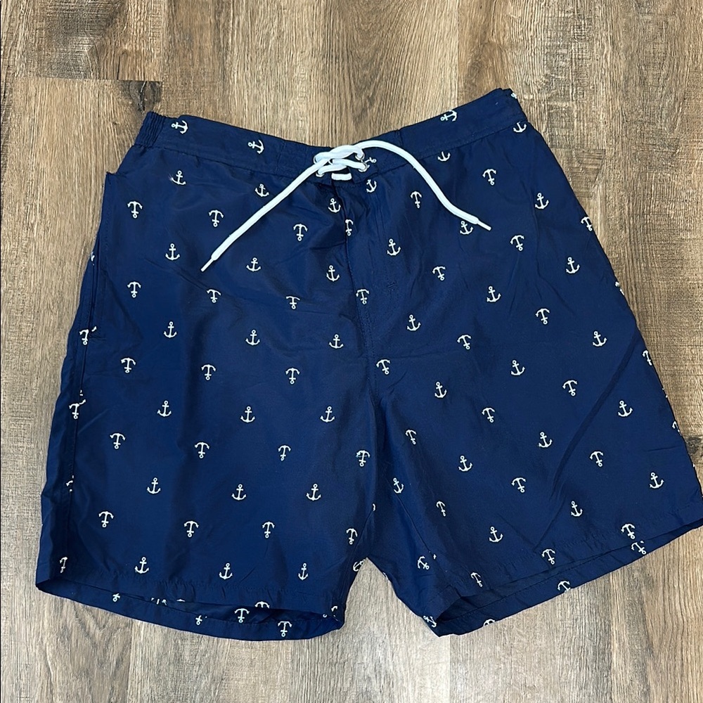 Trunks Surf&Swim, Navy Anchor Print Men's Swim Shorts